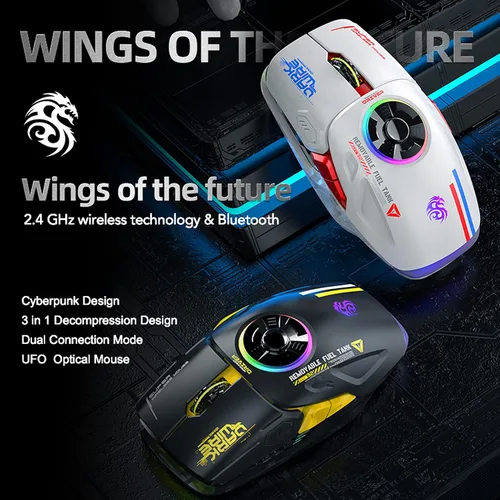 Vista 5 de RGB LED Lighting, EDC Stress-release, Bluetooth 2.4G Wireless UFO Gaming Mouse, 5 Buttons, 4 DPI Optical, Rechargeable, with USB Receiver, for