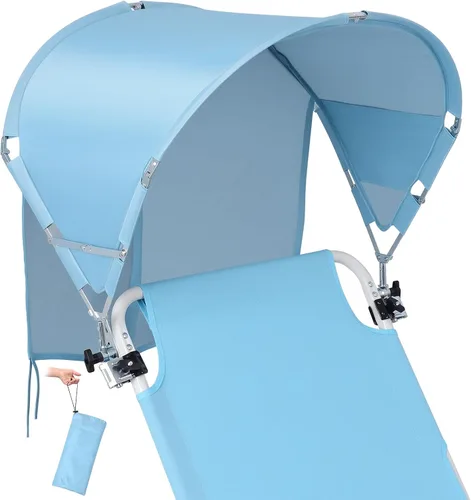 Vista 26 de Toldo universal XL resistente al viento para silla, extra grande plegable UPF 50+ con abrazadera ajustable, se adapta a la mayoría de la playa