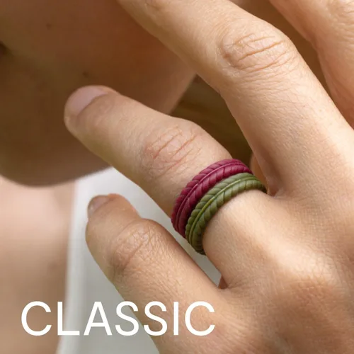 Vista 5 de ROQ - Anillo de boda y compromiso de goma de silicona para hombre, de ajuste cómodo, transpirable, borde biselado o dúo, paquete surtido, variedad