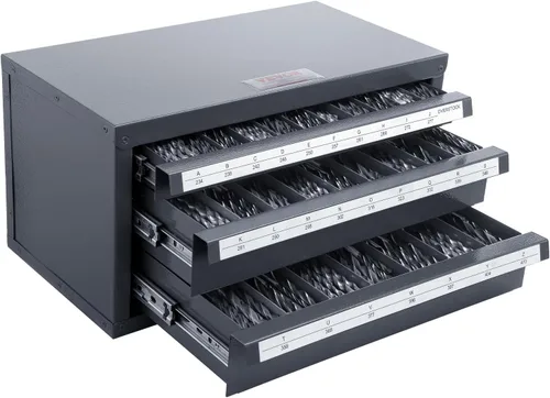 Vista 12 de VEVOR Gabinete Dispensador de Brocas, Dispensador de Brocas de Cinco Cajones, Gabinete Organizador de Brocas de 60 Compartimentos, Gabinete