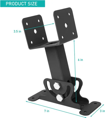 Vista 2 de Kit de soporte de viga elevadora de techo, soportes de pérgola de montaje en techo, soporte de techo ajustable, resistente, negro, poste elevador