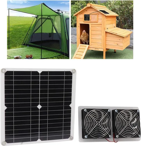 Vista 3 de Kit de ventilador de panel solar al aire libre 15w para invernadero de gallinero