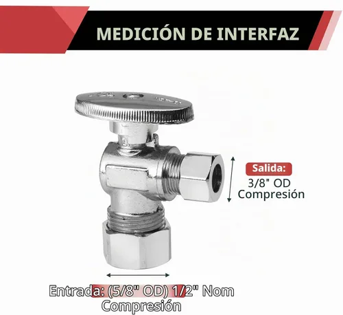 Vista 2 de Paquete de 2 válvulas de parada angular EFIELD de 1/2 pulgadas nominal (5/8 pulgadas de diámetro) de compresión x 3/8 pulgadas de diámetro exterior