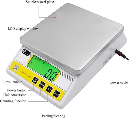 Vista 7 de CGOLDENWALL Balanza electrónica de precisión digital de 22.0 lbs x 0.00 oz, báscula de laboratorio de pesaje industrial y conteo báscula de mesa