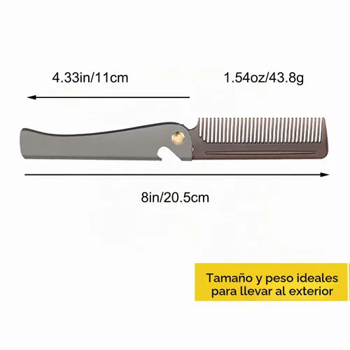 Vista 6 de Avenoir - Peine plegable de acero inoxidable, color negro Para hombres y mujeres, tamaño de viaje compacto, acero inoxidable duradero, dientes