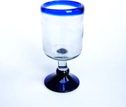 Vista 12 de Copas de agua con borde azul cobalto de 11 onzas (juego de 6), vidrio reciclado, sin plomo, sin toxinas (copa curvada de 11 onzas)