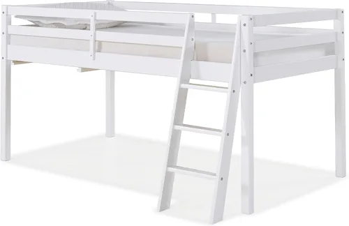 Vista 7 de Alaterre Furniture Roxy - Cama tipo loft individual – Cama baja tipo loft con escalera, barandillas de seguridad y espacio debajo de la cama