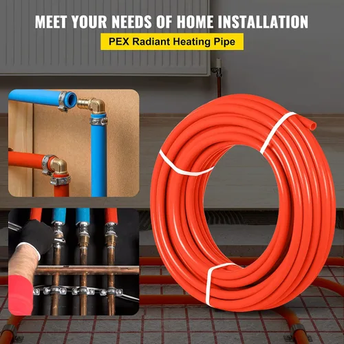 Vista 2 de Happybuy Barrera de oxígeno 1/2 pulgada 300 pies tubo bobina EVOH PEX-B tubo, para calefacción de suelo radiante comercial residencial, rojo