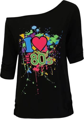 Vista 2 de EBYTOP Traje de Halloween de los 80 camisas y leggings de neón con accesorios "I Love The 80