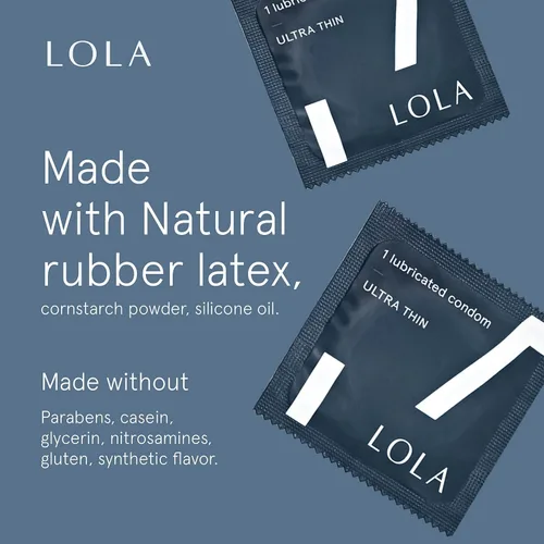 Vista 3 de LOLA - Condones ultradelgados de látex regulares - Condones ultradelgados con lubricante a base de silicona para piel sensible, lubricados con látex