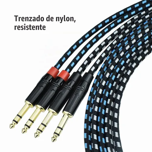 Vista 3 de Paquete de 2 cables TRS 1/4 equilibrados de 3.3 pies, cable