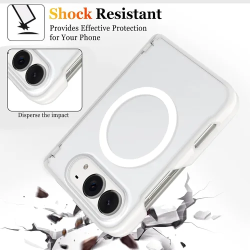 Vista 5 de SOKAD Funda magnética para iPhone Duo, protección de bisagra, color blanco