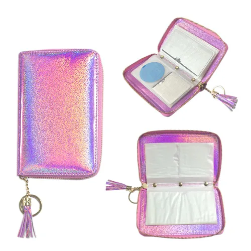 Vista 7 de Estuche para placa de estampado de uñas de 24 ranuras, redondo, cuadrado, rectangular, organizador de placa de sello de uñas, color rosa, negro