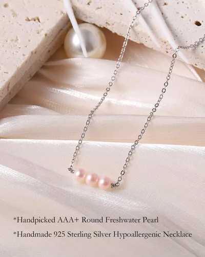 Vista 4 de Metzakka Sterling Silver Birthstone Choker Necklace, Handmade with 3 Dainty Real Healing Birthstone for Women Birthday Gifts