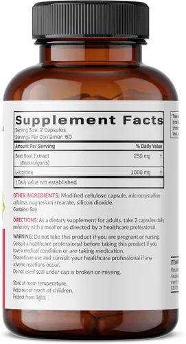 Vista 2 de Futurebiotics Raíz de remolacha + L-Arginina, sin OMG, 120 cápsulas vegetarianas