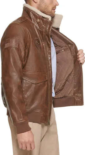 Vista 5 de Tommy Hilfiger Chaqueta bomber de piel sintética para hombre