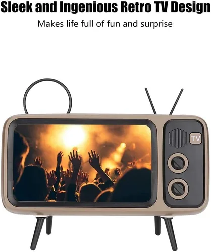 Vista 5 de Ciglow Altavoz Bluetooth, altavoz Bluetooth estéreo retro HD portátil para TV para teléfono móvil de 6 pulgadas (gris)