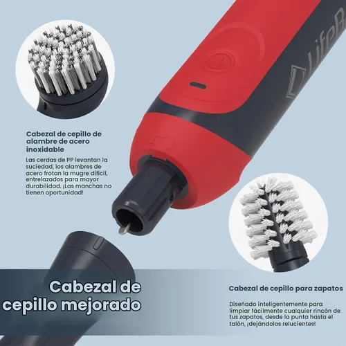 Vista 4 de LifeBasis Kit de Cepillo Restregador Eléctrico Recargable de 11 Piezas, Cepillo de Limpieza Eléctrico Inalámbrico, IPX7 Impermeable, Cepillo