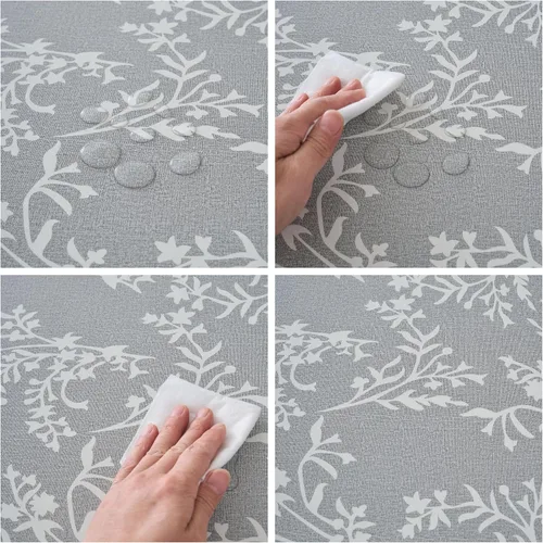 Vista 27 de LIBERECOO Mantel redondo de vinilo ajustable con reverso de franela, borde elástico, impermeable, resistente a las manchas, mantel lavable
