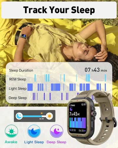 Vista 6 de VRPEFIT Reloj inteligente para hombres y mujeres (respuesta/hacer llamadas), Alexa integrado, rastreador de fitness de 1.8 pulgadas con 100 modos
