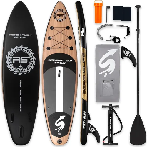 Vista 8 de SereneLife 10’6” Inflatable Stand Up Paddle Board with Premium SUP Accessories - 32” Wide Stable Design with Non-Slip EVA Deck Pad, for Youth and