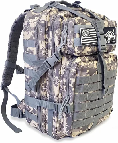 Vista 15 de Mochila táctica expedicionaria 50L - Bolsa Molle grande Negro