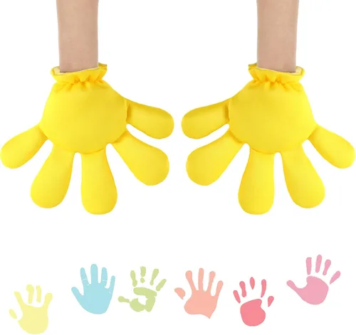Vista 9 de Geyoga 2 pares de guantes grandes de disfraz de manos de dibujos animados, guantes de Halloween para fiestas, cumpleaños, juegos de rol, disfraces