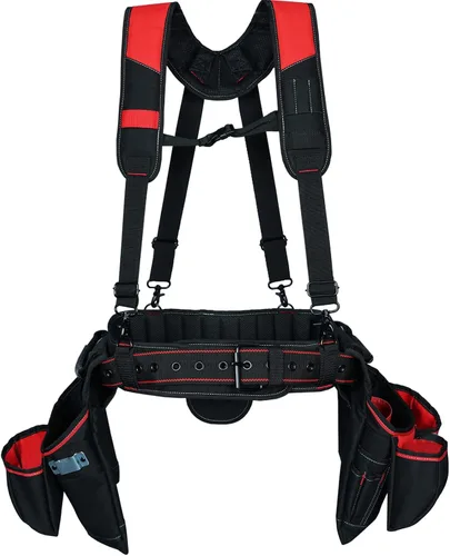 Vista 10 de KUNN Cinturón de herramientas de carpintero con tirantes Pro Framer Rig de herramientas de suspensión para contratistas de construcción