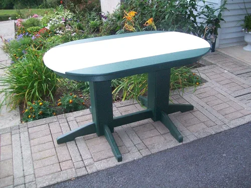 Vista 3 de A & L Furniture Mesa de bar ovalada de plástico reciclado de 5 pies, plazo de entrega de 6 semanas