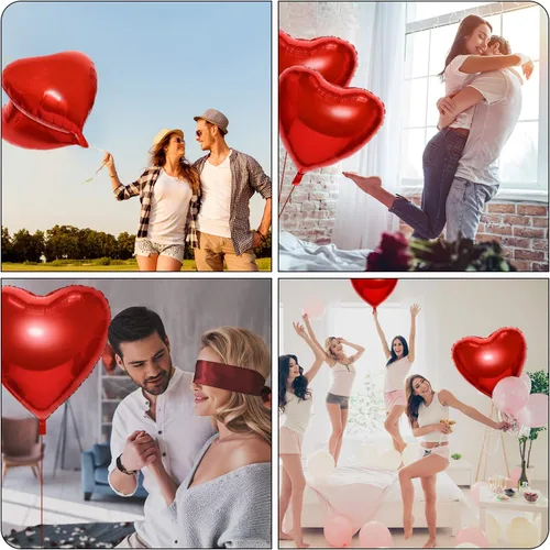 Vista 3 de Gejoy 4 globos grandes de papel de aluminio de corazón rojo de 32 pulgadas, globos en forma de corazón jumbo para el día de San Valentín, boda