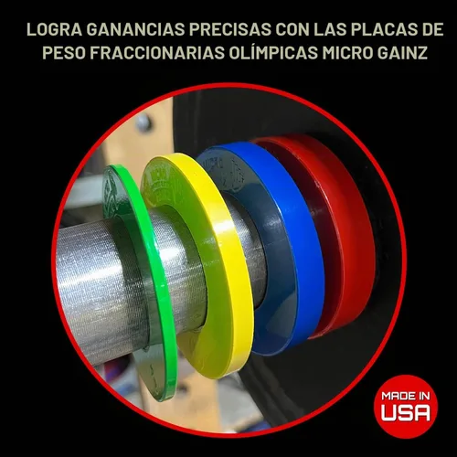 Vista 2 de Micro Gainz - Placas fraccionarias olímpicas, 10 piezas, con bolsa, multicolor