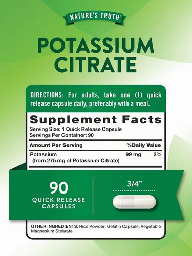 Vista 2 de Nature's Truth Suplemento de citrato de potasio 275 mg 90 cápsulas