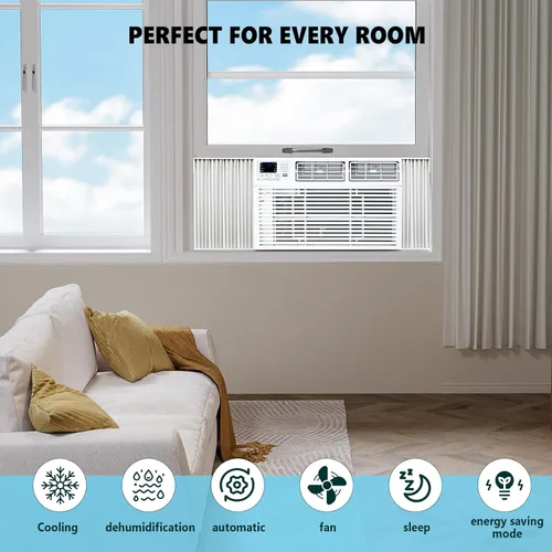 Vista 3 de Aire acondicionado electáctico para ventana, unidad de CA de ventana de 12000 BTU, refrigeración de 550 pies cuadrados, enfriamiento rápido
