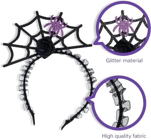 Vista 3 de WeePaww 8 piezas de gafas de Halloween más diademas para cosplay anteojos con forma de esqueleto de araña de calabaza anteojos novedosos y diademas