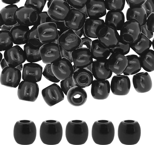 Vista 23 de Mandala Crafts 200 cuentas africanas de madera de barril de agujero grande para macramé Dreadlock Braiding Hair Beads, Painted Drum Wood Loose