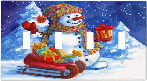 Vista 47 de Cubierta de interruptor de luz dúplex de 1 banda, cubierta decorativa de Navidad con copos de nieve rojos, placa frontal decorativa para cocina