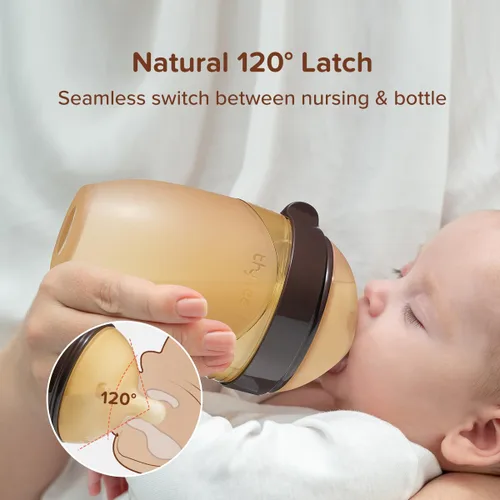 Vista 3 de Thyseed Botella de silicona natural similar al pecho con pezón (7-10 meses), 8 onzas, 1 paquete