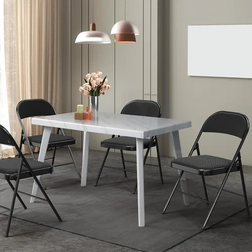 Vista 2 de VINGLI Paquete de 4 sillas plegables con asientos acolchados, marco de metal con asiento y respaldo de tela, capacidad de 350 libras, color negro