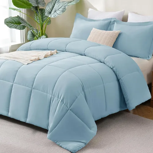 Vista 25 de CozyLux Juego de edredón Super King, juego de ropa de cama negro ceniza de 270GSM para todas las estaciones, juego de cama de 3 piezas cosidas