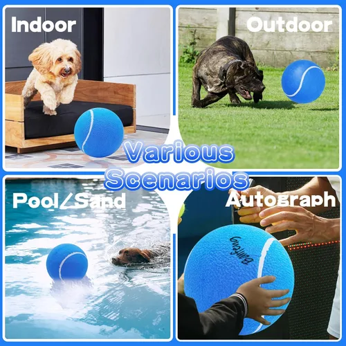 Vista 7 de Banfeng Pelota de tenis grande para perros, pelota de tenis gigante para perros, juguete grande para deportes al aire libre, regalo para perros Azul