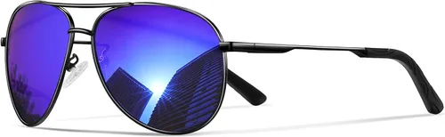 Vista 32 de Gafas de sol polarizadas aviador para hombre y mujer Marco A1-Negro Lente Gris