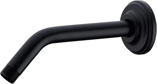 Vista 10 de Brazo de ducha en ángulo de 6 pulgadas con brida de acero inoxidable montado en la pared para cabezal de ducha superior, negro mate