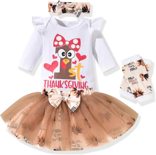 Vista 23 de Aalizzwell Traje de falda navideña para bebés recién nacidos american