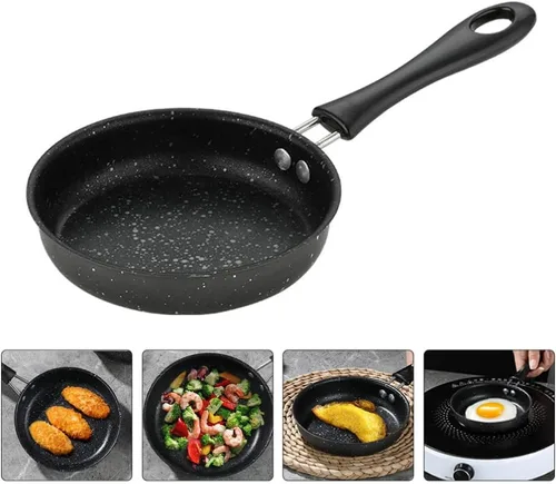 Vista 3 de Luxshiny Mini sartén antiadherente de acero inoxidable para huevos, panqueques, filetes, fácil de limpiar para el desayuno, cocinar, apto