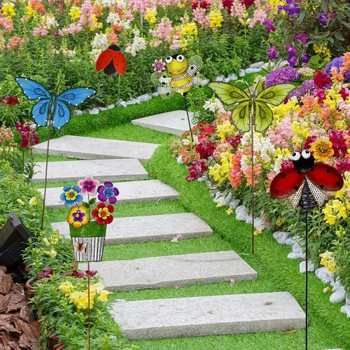 Vista 5 de Decoración de jardín, estacas de metal para patio, césped de primavera, decoración de plantas para interiores y exteriores, adornos para patio, Abeja