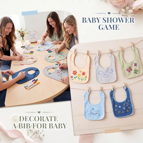 Vista 4 de Toulite 30 baberos para bebé, unisex, para niños y niñas, lavables, reutilizables, impermeables, de algodón, con diseño de doble cara para recién