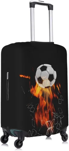 Vista 3 de Funda para equipaje de viaje, protector de maleta, colorido arco iris, lavable, funda elástica para maleta con ruedas, Redes de ruptura de fútbol