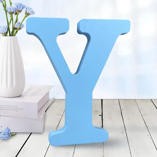 Vista 25 de AOCEAN - Letras de madera azul de 6 pulgadas, letras de madera sin terminar para decoración de pared, letras decorativas en pie, cortes de letras