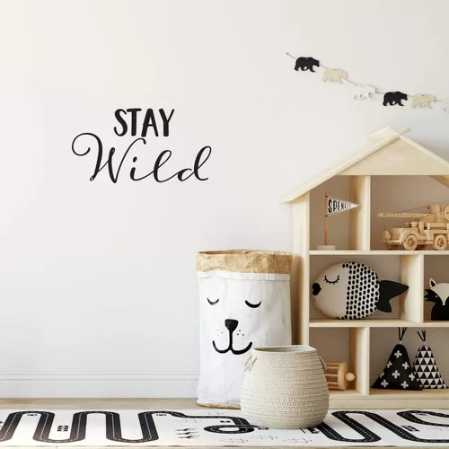 Vista 2 de Stay Wild - Calcomanía de arte para pared de 15 x 28 pulgadas, decoración de pared para dormitorio, sala de estar, calcomanías de vinilo de moda