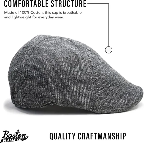 Vista 2 de The Original Boston Scally Gorra The Scrapper Newsboy Gorra plana 6 paneles de algodón ajustado para hombre Carbón